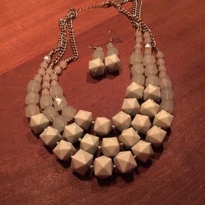 Charming Charlie light green beaded necklace with matching earrings